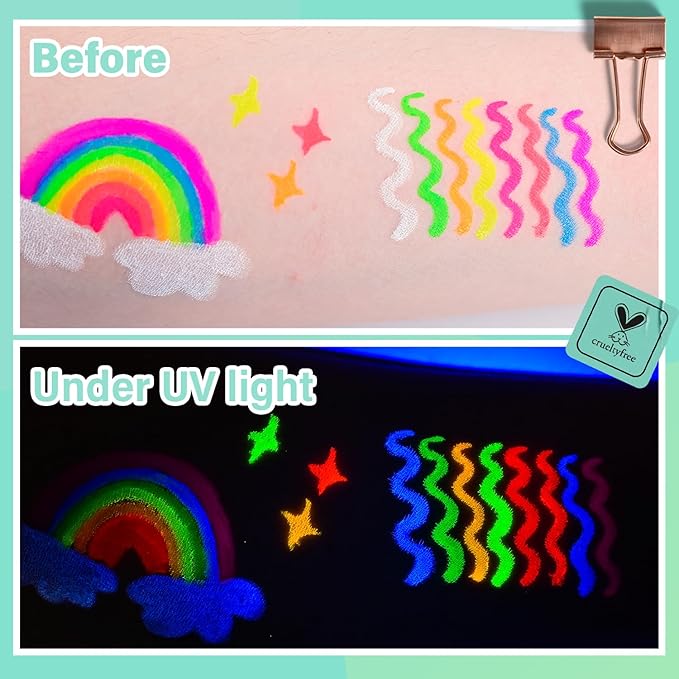 8 Colors Neon Liquid Eyeliner Set, Rainbow UV Glow Neon Makeup Graphic Eyeliners, High Pigmented, Waterproof Smudge-Proof and Long-Lasting Matte Colored Eye Makeup Gift Kit