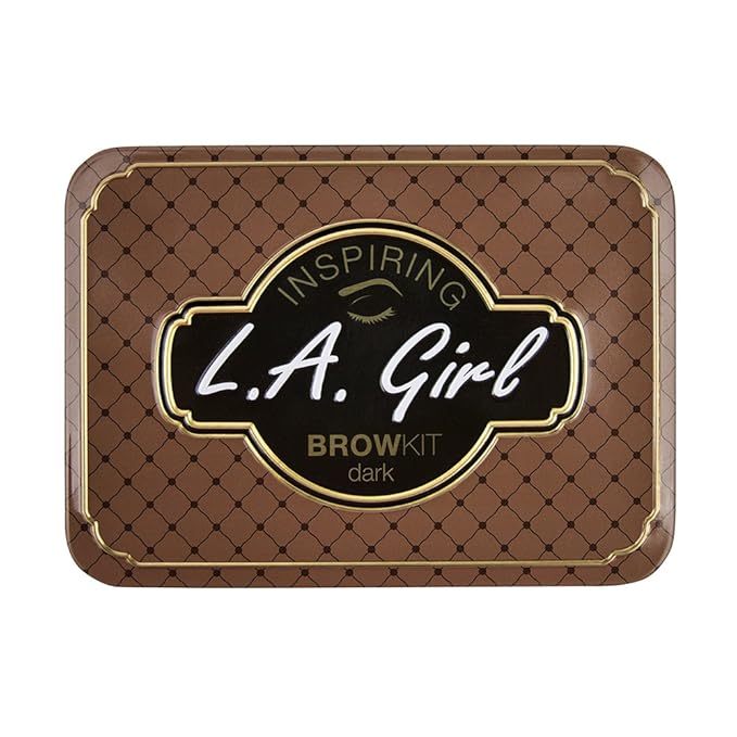 L.A. Girl Inspiring Brow Kit, Dark and Defined (Dark), Brow Wax 0.035 oz., Brow Powder 0.15 oz., Includes Tweezers and Dual Ended Brush with Spoolie