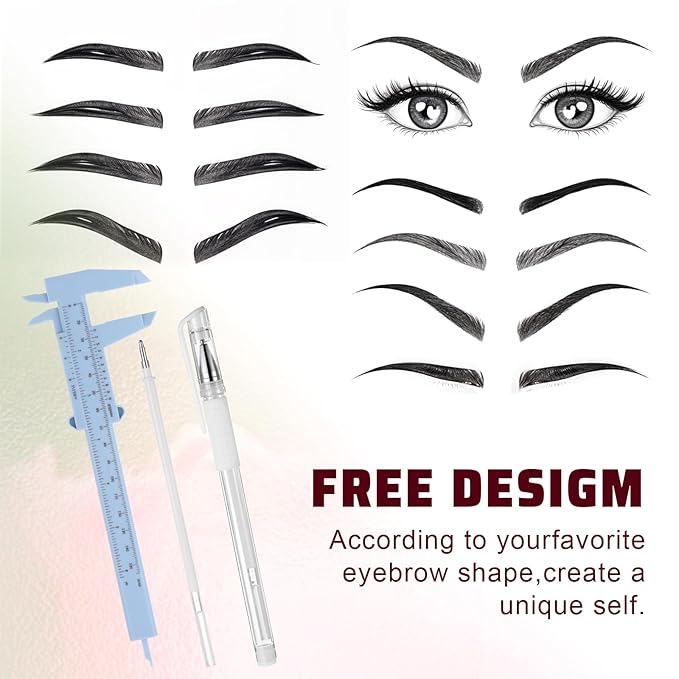 Eyebrow Mapping Kit, 4Pcs Eyebrow Microblading Marker Pens with 4 Replacement Refills and 2 Ruler, Eyebrow Makeup Position Mapping Mark Tools for Eyebrow Lip Skin