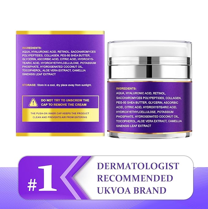 UKVOA Retinol Neck & Face Wrinkle Cream for Women, Neck Cream for Tightening and Firming, Anti Aging Skin Care with Collagen & Hyaluronic Acid, Instant Face Lift Cream 2-Pack