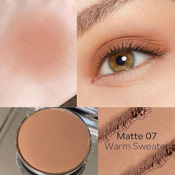 KYDA Single Matte Eyeshadow, Nude Beige Brown Eyeshadow, Ultra-fine Smooth Press Powder, Lightweight Blendable Eyes Shadow, Soft Buildable Color, Daily Matte Brown Eyes Makeup, Warm Sweater