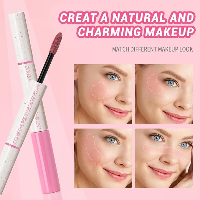 2-in-1 Freckle Pen & Liquid Blush，Waterproof Fake Faux Freckle Stamp, Henna Face Tattoo Stain, Natural Sunkissed Makeup Kit with Dual Shades (#01+ #02, M)