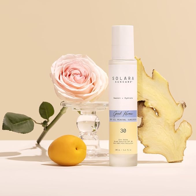 Solara Suncare - Good Karma Dry Oil Mineral Sunscreen, SPF 30 | EWG Verified, Vegan, Cruelty Free | Safe For Sensitive Skin (3.4 fl oz | 100 ml)