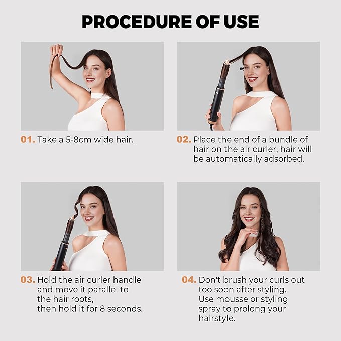 Blow Dryer Brush Set 5 in 1, Hot Air Styler Negative Ion Air Curling Wrap Air Curler Low Heat Hair Care, Round Brush Blow Dryer Hair Styling Tools Gift for Dry,Volumize,Straight,Curl, 110-120V