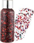 Body Glitter Gel, Mardi Gras Chunky Face Glitter Mermaid Sequins, Sparkly Hair Glitter,Singer Concert Festival Rave Accessories, Halloween Body Painting (#08 Dark Red)
