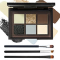 Black Grey Smoky Eyeshadow Palette,15 Colors Matte Shimmer Pigmented Eye Shadow Makeup Palette Set with 3 Eyeshadow Brushes,Glitter Eye Shadow Palette for Daily Halloween Goth Makeup(I)
