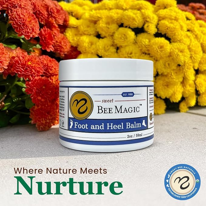 Sweet Bee Naturals Organic Foot Balm - Intensive Heel Balm for Dry Cracked Feet - Natural Moisturizing Treatment for Cracked Heels - Heel Cream Softener for Rough Skin Repair 1 Jar (2 OZ)