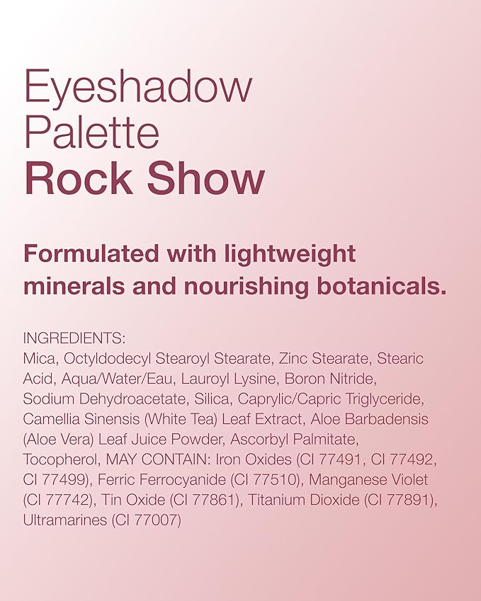 Mineral Fusion Eyeshadow Palette - Four Pressed Powder Shades in Matte, Satin, and Shimmer Finishes - Natural, Lightweight Vegan Eye Makeup - (Rock Show)