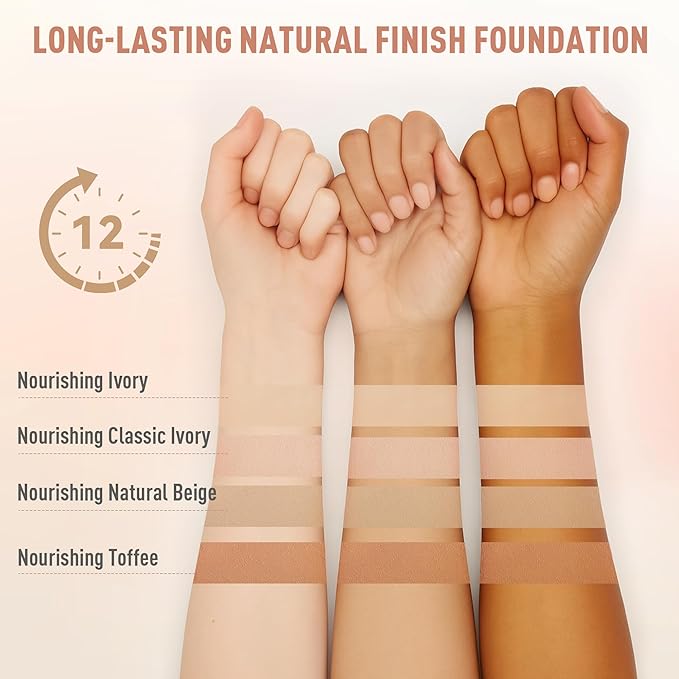 FV 2 Pack Dewy Liquid Foundation Makeup, Waterproof & Lightweight, Natural Finish with Medium Coverage, Hydrating Foundation for Dry and Normal Skin (Nourishing Natural Beige)