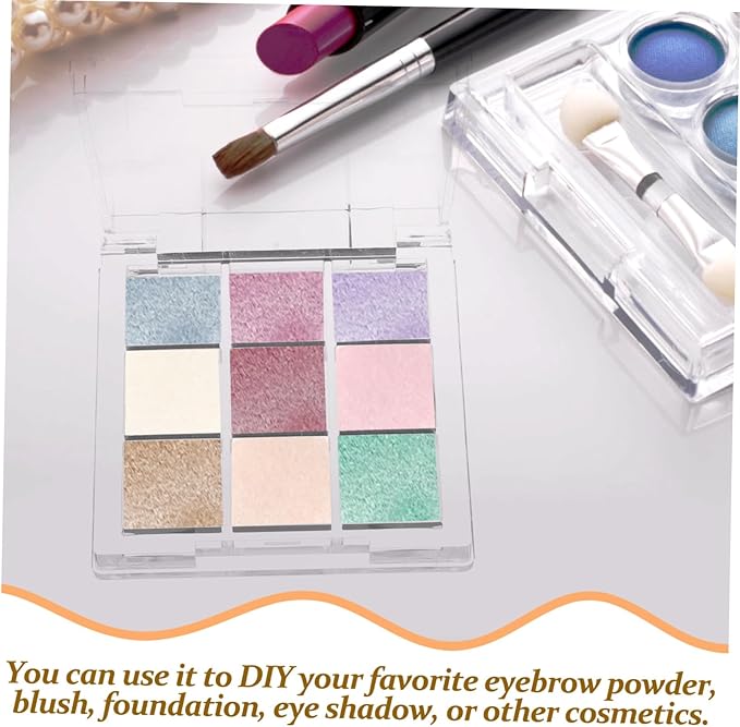 Ipetboom Empty Makeup Palette Depotting Cases - 2pcs 9-Grid Empty Clear Blush Lipstick Box - Portable Makeup Organizer Storage Cases Highlighters Sample Eye Shadow Bracket Travel