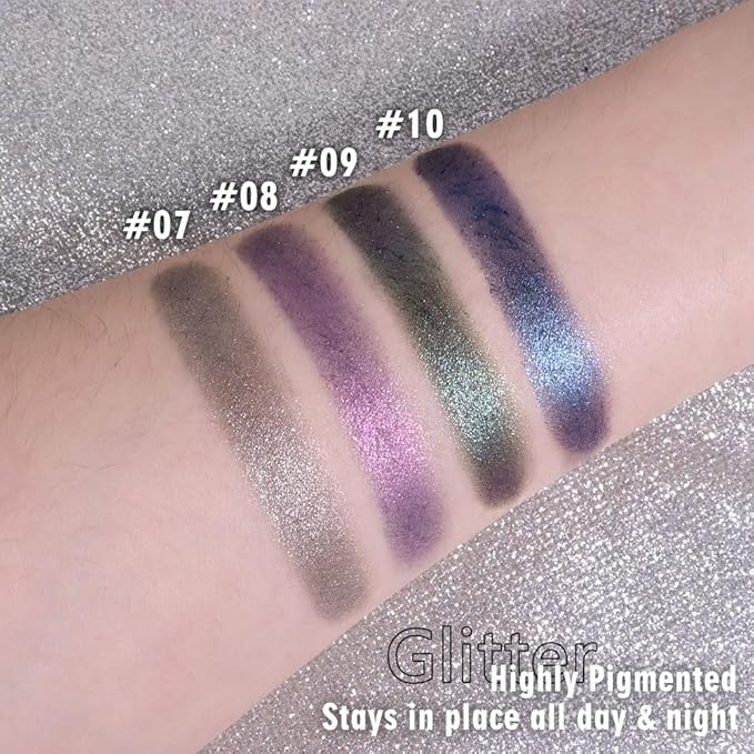 WanTuoluo Sparkly Eyeshadow Palette for Women, Single Monochrome Eye Shadow Makeup, Shiny Pressed Cream Powder, Blendable Natural sombras para ojos, Holographic,Vegan,Travel (10-sparkly-Blue)