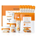 QUIYUM Turmeric + Vitamin C Facial Skincare Set - 5-in-1 Cleansing Kit for Oil Skin Types, Hydrating, Even Tone, Include Cleansing Mousse& Pads, 2Pcs Sheet Mask, Peel Off Mask, 6Pcs Sleeping Mask