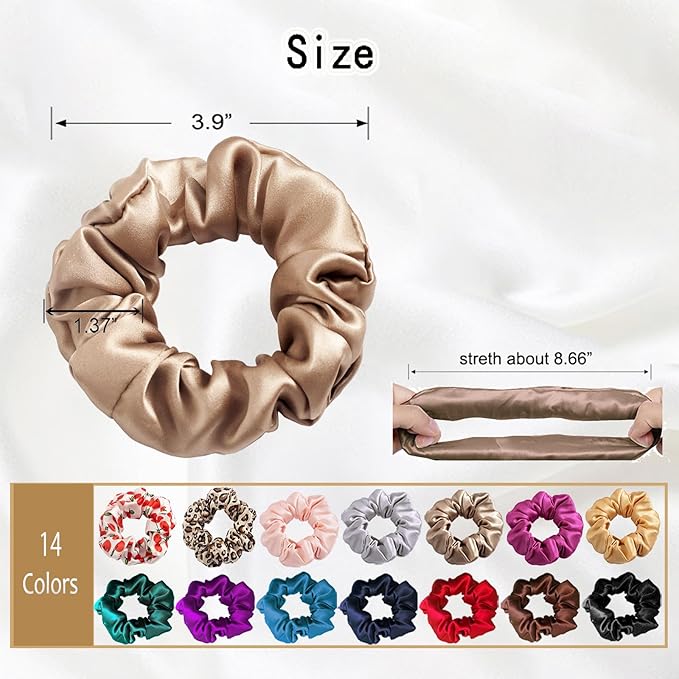 SALE!! 100% Pure Mulberry Silk Scrunchies - 16 Momme Satin Hair Ties for Women, Girls with Curly, Thick or Thin Hair (1, 03 apricot)