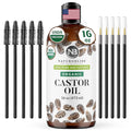 NaturoBliss Organic Castor Oil 16 oz – 100% Pure, Expeller-Pressed, Hexane-Free – Value Size Beauty Oil for Hair, Eyelashes, Eyebrows, Skin & Scalp, with Beauty Starter Kit – USDA Organic, GCMS Tested