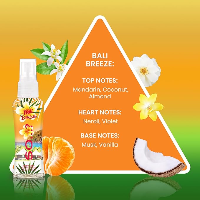 So...? Escapes Body Mist Set - Perfumes for Women - Everyday Body Spray for Women - Vegan, Cruelty Free Fragrances - Travel Size Gift Set - 6 pcs