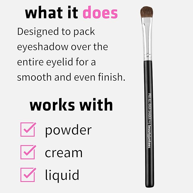 Beauty Junkees Professional Makeup Brush - Dense Eyeshadow Brush for Even Color Coverage on Lid and Crease