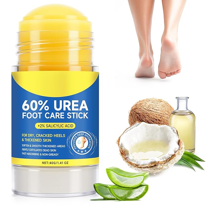 ZIXAOK 60% Urea + 2% Salicylic Acid Foot Repair Stick - Intensive Treatment for Dry, Cracked Heels & Calluses, Exfoliates Dead Skin, Moisturizes Feet, Knees, Elbows, All-in-One Care, 1.4 oz