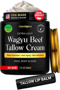 Non-Greasy Beef Tallow for Skin & Beef Tallow Lip Balm 5OZ Shea Butter, Vitamin E, Whipped Grass Fed Beef Tallow for Face Moisturizer Cream, Lotion for Women & Men, Anti-Aging Face Moisturizer