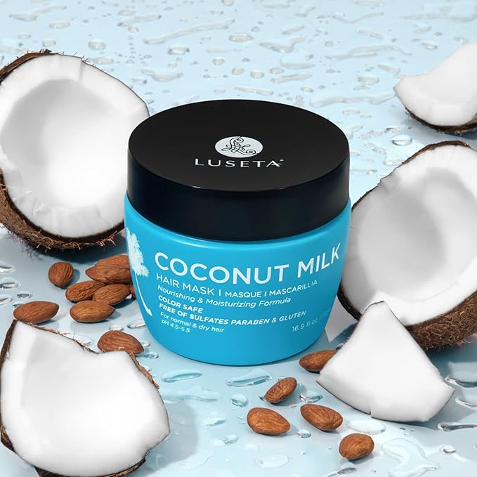 Luseta Coconut Milk Hair Mask 16.9 oz Hydrating Hair Treatment for Dry Damaged Hair – Deep Conditioner for Split Ends and Breakage, Intense Hydration at Home