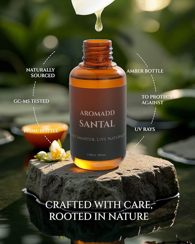 Aromadd Aromadd Santal Diffuser Oil Inspired by Luxury Hotel Scent, Essential Oils for Waterless Diffuser, Warm Sandalwood & Amber Aroma, Long-Lasting & Natural Home Fragrance - 3.38 fl oz (100 mL)
