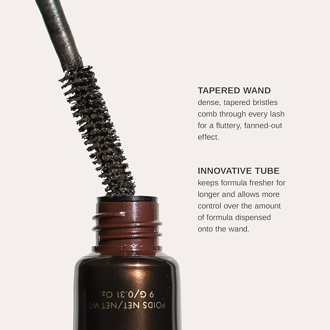 Wander Beauty Mile High Club Soft Brown Mascara - Defining, Lengthening, Water-Resistant - Cruelty Free - Smudge-proof, Flake-proof. Castor Oil and Peach Leaf Extract, 0.31oz