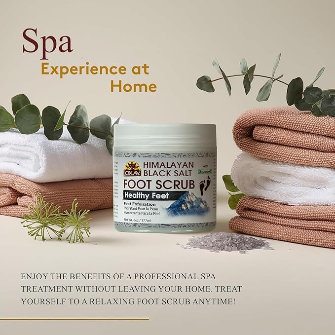 Okay Himalayan Black Salt with Seaweed Foot Scrub, 6 Ounce