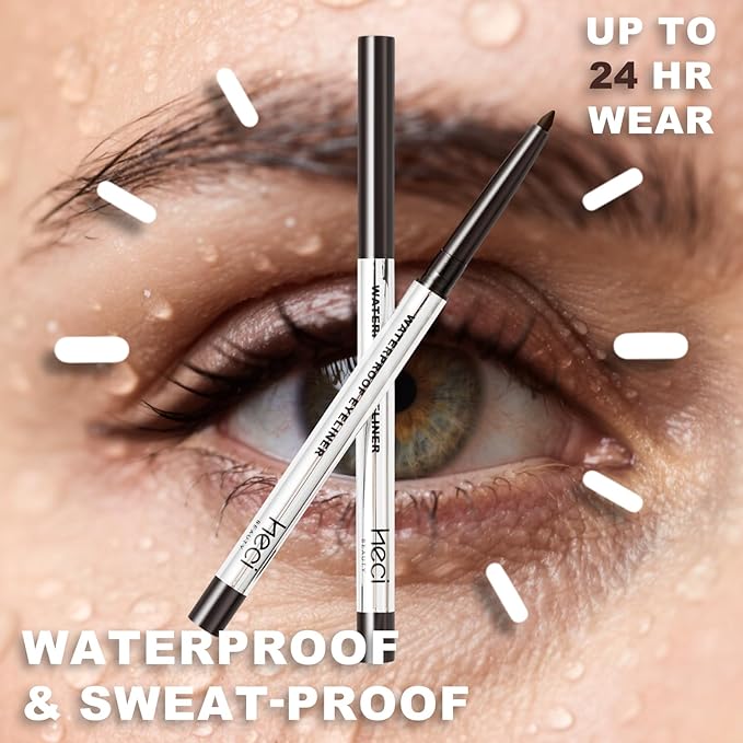 HECI BEAUTY Sharpenable Gel Eyeliner Pencil, Multi-Use Longwear Eyeliner Pencil, Ultra-Smooth Tip Eye Makeup with Up to 24HR Wear, Waterproof & Smudge-Proof - Dark brown