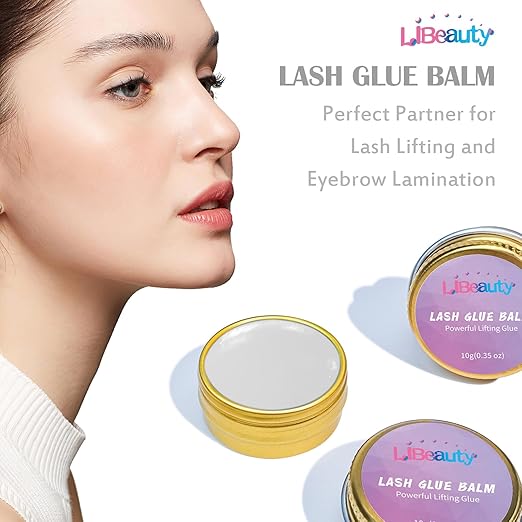 Libeauty Lash Lift Balm Lash Lift Glue Adhesive Strong Sticky Fruit Flavor Eyelash & Eyebrow Perm Glue Balm Brow Lamination Gel (White Peach, 10g/0.35oz)