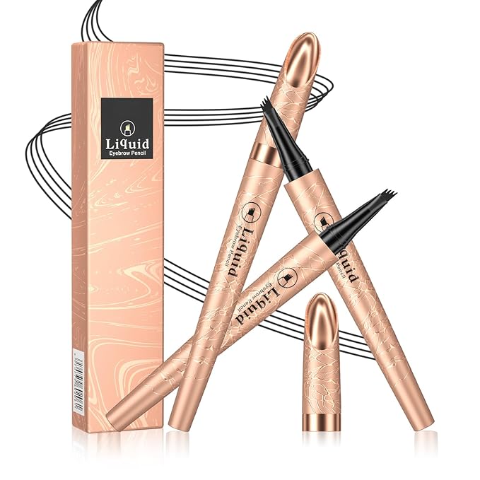 Eyebrow Pen - 4-Fork Tip Lift & Snatch Brow Pencil，Microblading Long-Lasting Waterproof Eye Brow Pen，Natural-Looking Hair-Like Brows，Easy to Use Eyebrow Pencils Makeup for Women (Black)