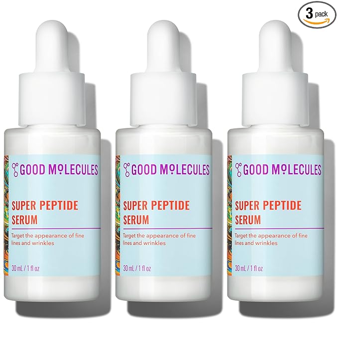 Good Molecules Super Peptide Serum Pack 3 – 1 fl oz / 30 ml Each | Lightweight Facial Serum with Peptides & Copper Tripeptides, Water-Based Skincare