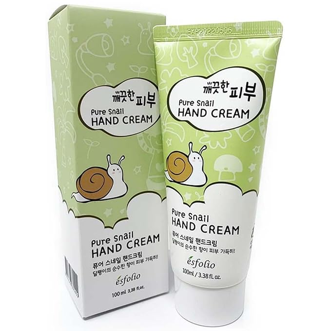 esfolio Pure Skin Snail Hand Cream – Deep Moisturizing & Restoring Hand Lotion with Snail Mucin, Hydrating & Nourishing for Dry Skin – Non-Greasy, Fast Absorbing (3.38 OZ/100ML)