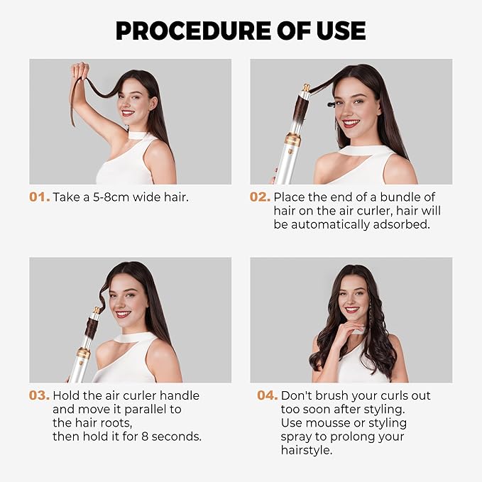 Blow Dryer Brush Set 5 in 1, Hot Air Styler Negative Ion Air Curling Wrap Air Curler Low Heat Hair Care, Round Brush Blow Dryer Hair Styling Tools Gift for Dry,Volumize,Straight,Curl, 110-120V