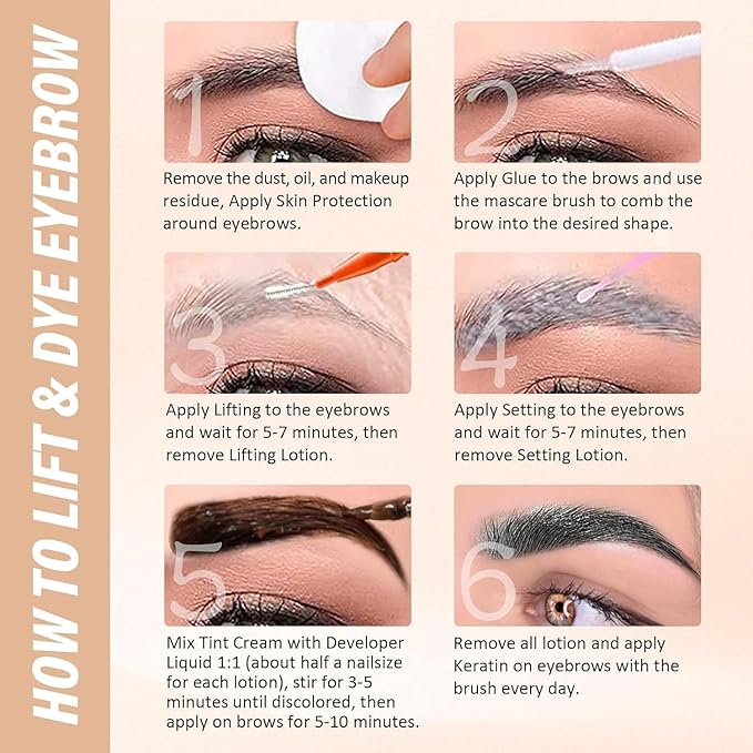 Libeauty Lash Lift Kit and Black Color Kit, Brow Lamination Kit Friendly for Beginner Easy Use Safe Effective Results Voluminous Thicker Eyelashes or Eyebrow, Natural Black