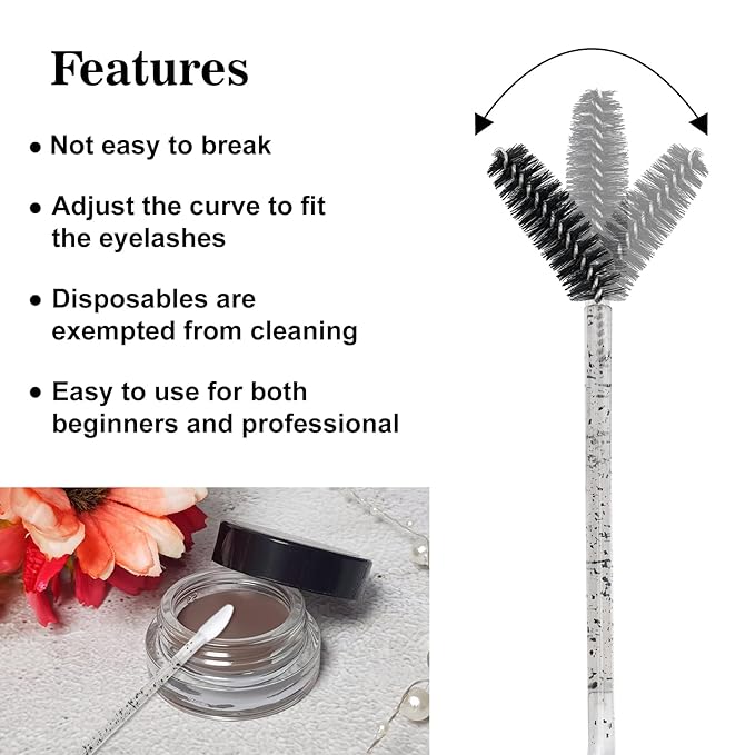 G2PLUS 100pcs Eyelash Brush Lip Brush, Dual Ended Eyelash Extension Brush, Black Mascara Wands and Lipstick Applicator, Portable Makeup Brush for Eyebrow, Lip Gloss and Lash Extension