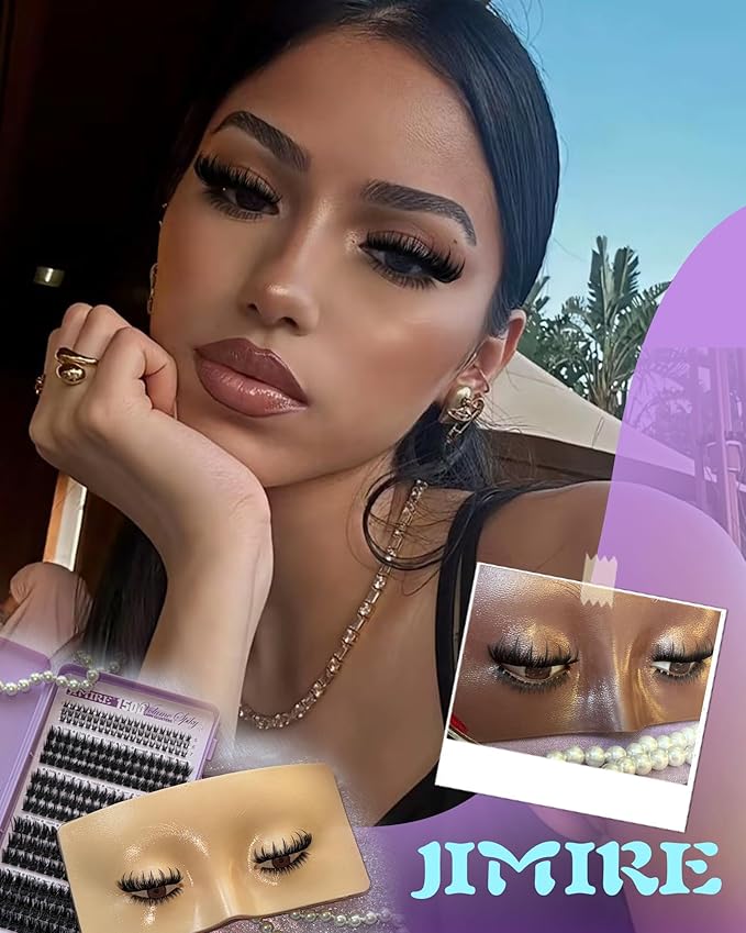 Manga Lash Clusters 150D Spikes Eyelash Clusters with Bottom Lashes 12-18MM Long Fairy Cluster Eyelash Extensions 300Pcs Wispy Individual Lashes Extensions DIY at Home by JIMIRE