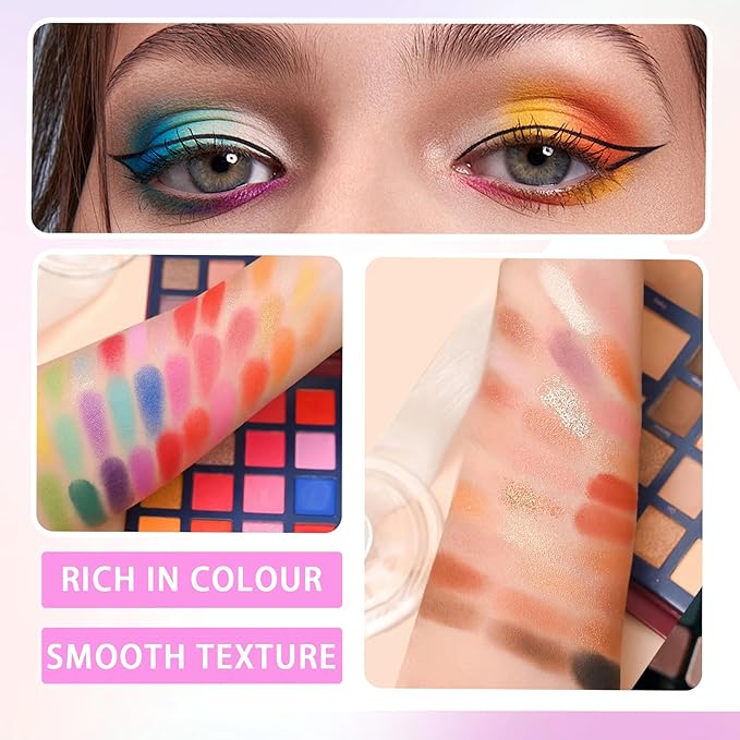 68 Colors Eyeshadow Palette,Matte Glitter Eyeshadow Makeup Palette with Eyeshadow Brush,Highly Pigmented Colorful Shimmer Eye Shadow Palette Makeup Kit for Women