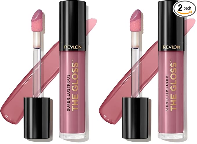 REVLON Super Lustrous Lip Gloss,Non-Sticky,Hydrating,High Shine Finish,306 Taupe Luster,0.13 oz,(Pack of 2)