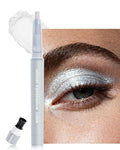 Glitter Eyeliner & Eyeshadow Stick 2 in 1, Silver Metallic Shimmer Eyeshadow Stick, Twist-Up Built in a Sharpener White Eyeliner Pen, Waterproof Creamy Eye liner Makeup for Women Christmas - 08 White