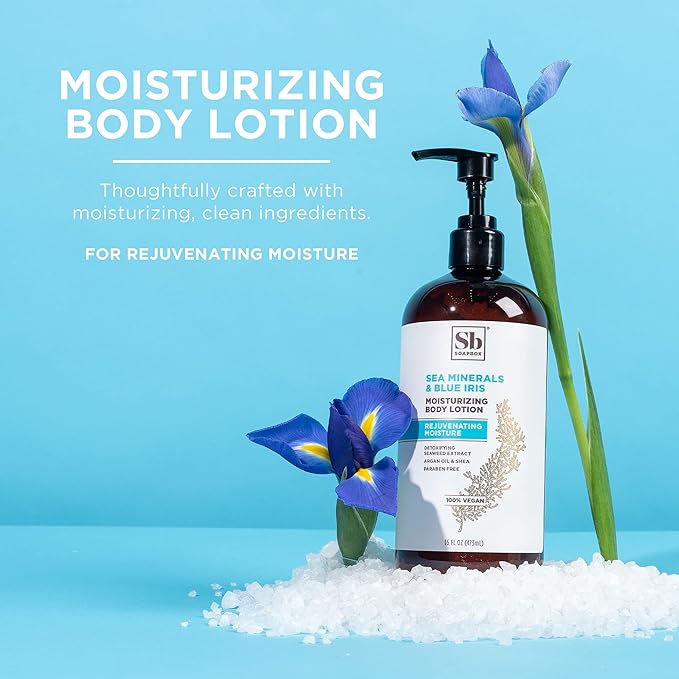 Soapbox Sea Minerals & Blue Iris Body Lotion, Refill Bulk Size For Rentals, Guest Rooms & Hotels - Clean Ingredients Free of Harsh Chemicals, Sulfates, Parabens & Silicones - 1 Gallon Bottle