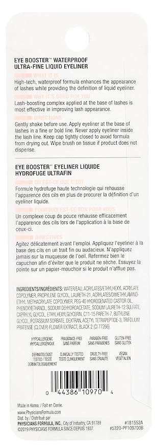 Physicians Formula Eye Booster, Lash-Enhancing 2-in-1 Eyeliner Serum, Dermatologist Approved, Hypoallergenic, Cruelty-Free & Vegan - Deep Brown