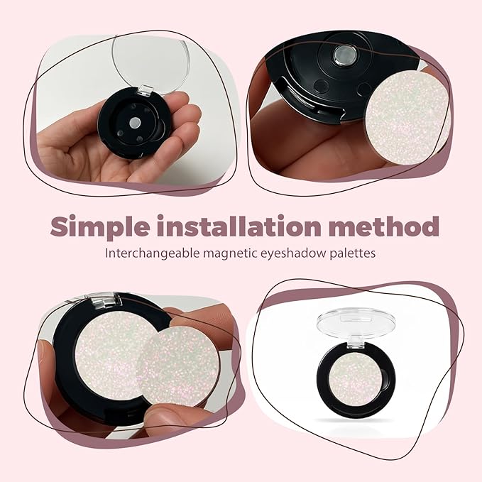 Refillable Eyeshadow Palette - Matte/Glitter/Duo-Chrome Pressed Powder & Cream Formula, Neutral/Shimmer/Smokey Multichrome, Travel-Friendly Iron Pan Refills (Chameleon, H01)