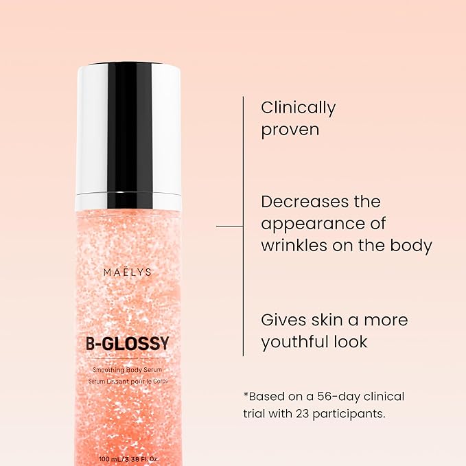 MAËLYS B-GLOSSY Hyaluronic Acid Body Serum - Firming & Hydrating Body Serum for Crepey Skin - Peptides + Meadowfoam - Helps Smooth Look of Wrinkles & Aging Skin - Lightweight Firming Serum (3 Pack)