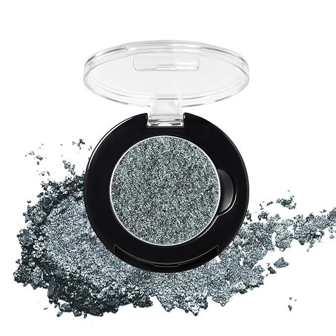 Refillable Eyeshadow Palette - Matte/Glitter/Duo-Chrome Pressed Powder & Cream Formula, Neutral/Shimmer/Smokey Multichrome, Travel-Friendly Iron Pan Refills (Glitter, D82)
