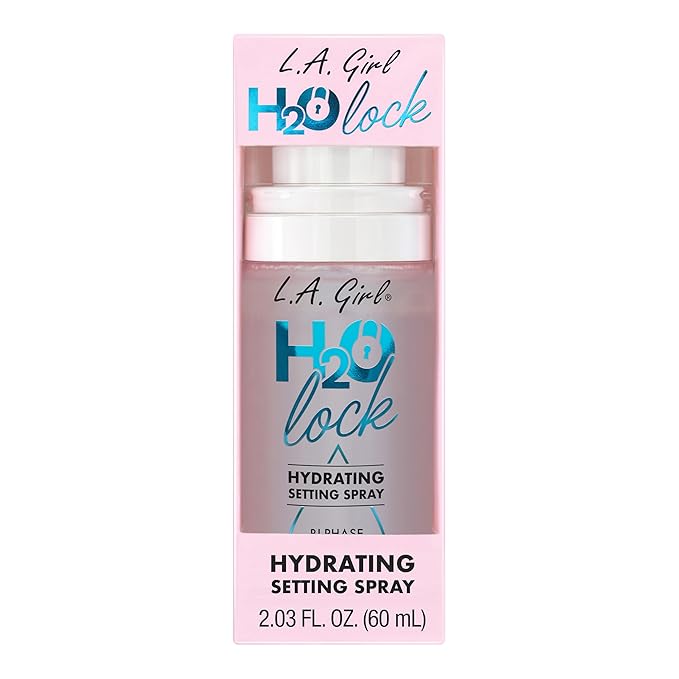 L.A. Girl H2O Lock Setting Spray, Bi-Phase Hydrating Makeup Setting Mist with Aloe Vera, Vitamin E, Cucumber Extract, Dewy Finish, Long-Lasting G97882