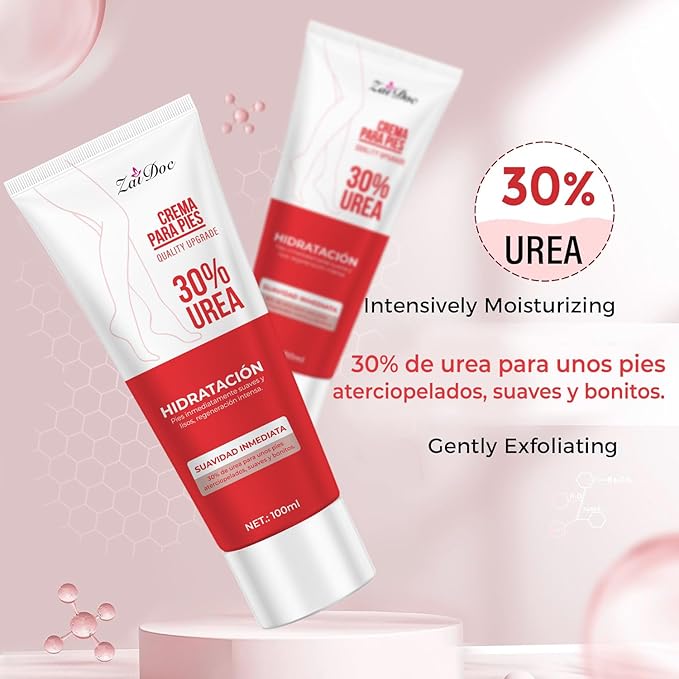 2Packs Foot Cream&Urea Cream 30 Percent for Feet, Foot Cream and Hand Cream Maximum Strength with Hyaluronic Acid, Aloe Vera for Deep Moisturizes, Callus Remover