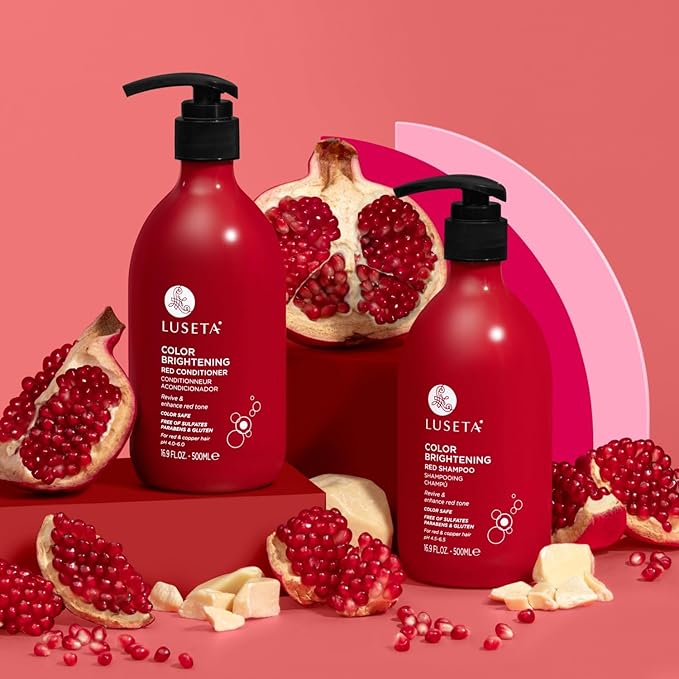 Color Treated Red Hair Shampoo and Conditioner Set with Pomegranate Extract for Copper Brightening and Strengthening, for Women and Men, 16.8oz*2