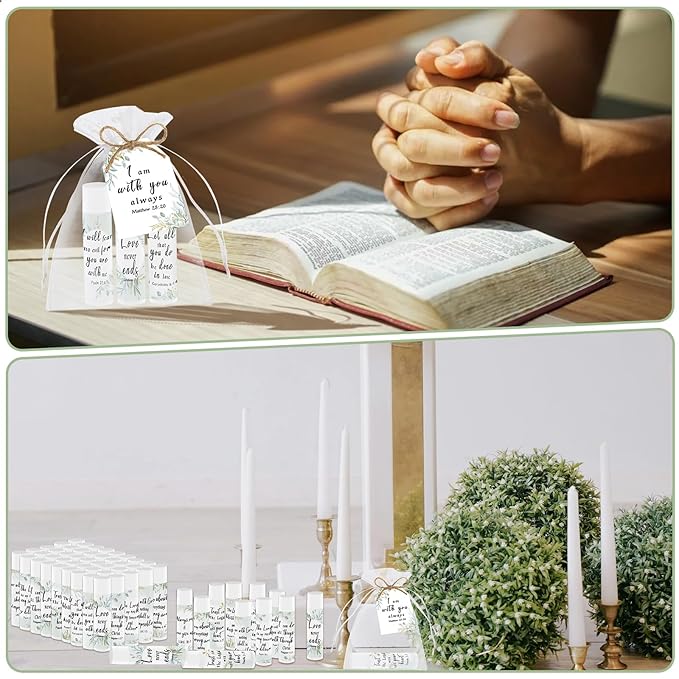 50 Pcs Bible Verse Lip Balm Bulk Christian Gifts for Mother's Day Faith Religious Inspirational Party Favors Catholic Group Gifts Moisturizing Lip Care for Mom Nurse Teacher Worker
