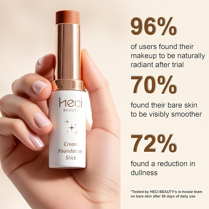 HECI BEAUTY Tinted Foundation Stick, Balm to Cream Foundation with Light to Medium Coverage, Infused with Hydrating Ingredients,Deep, 0.25 oz