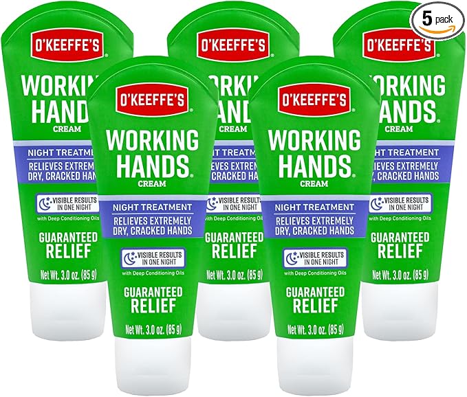 O'Keeffe's Working Hands Night Treatment Hand Cream; 3 oz Tube; (Pack of 5)