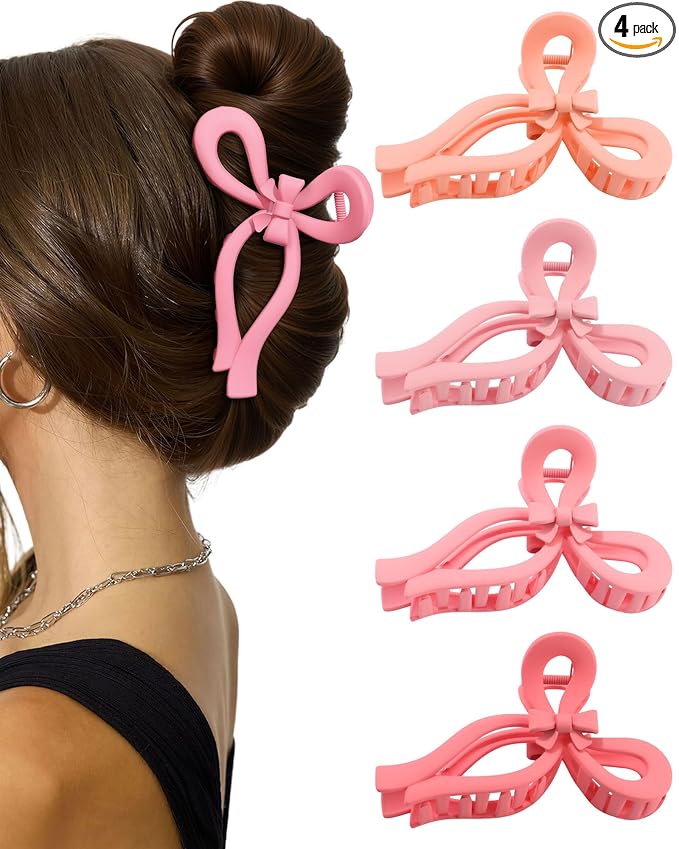 4 PCS Bow Hair Clips for Women Bow Claw Clip 5" Extra Large Hair Claw Clips for Thick and Long Hair Cute Bows Big Clip Mother’s Day Gift for Mom